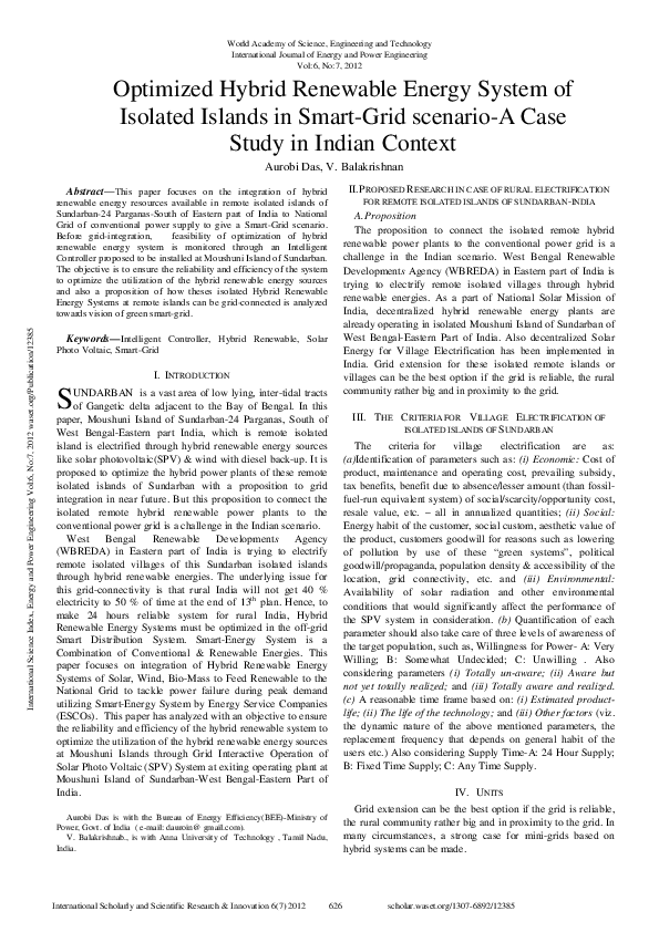 (PDF) Optimized Hybrid Renewable Energy System Of Isolated Islands In ...