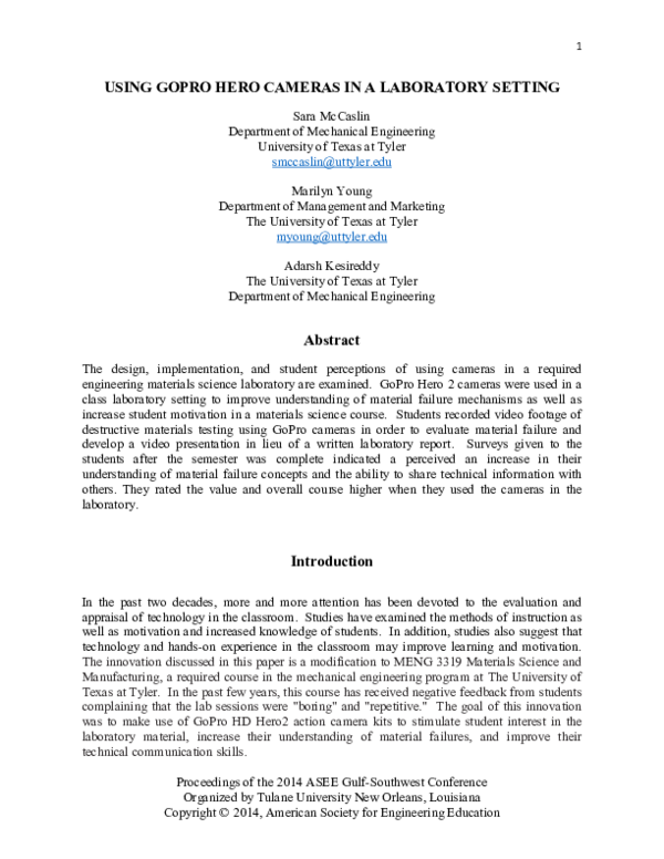 (PDF) Using Gopro Hero Cameras in a Laboratory Setting