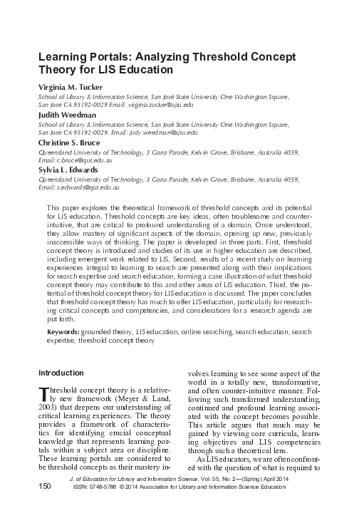 (PDF) Learning portals: analyzing threshold concept theory for LIS ...