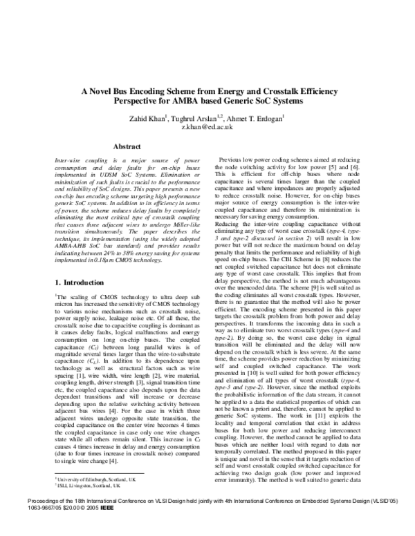 (PDF) A novel bus encoding scheme from energy and crosstalk efficiency ...