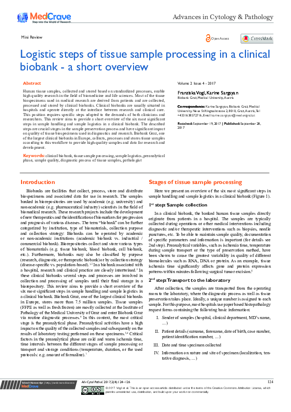 (PDF) Logistic Steps of Tissue Sample Processing in a Clinical Biobank ...