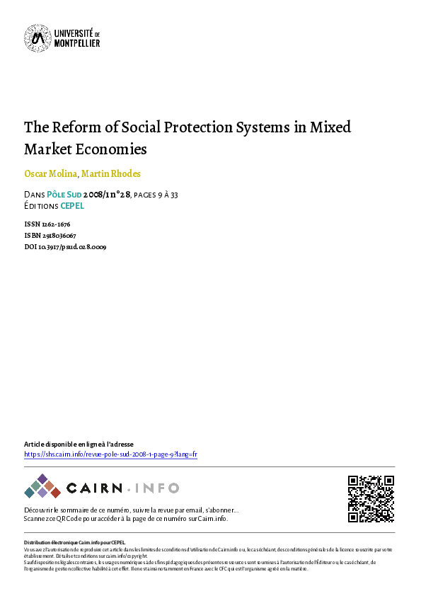 (PDF) The Reform of Social Protection Systems in Mixed Market Economies