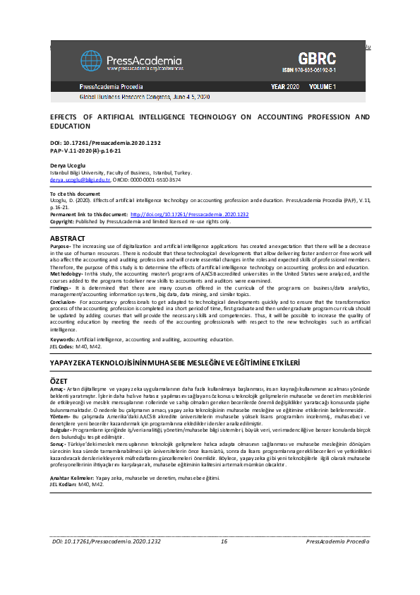 (PDF) Effects of artificial intelligence technology on accounting ...