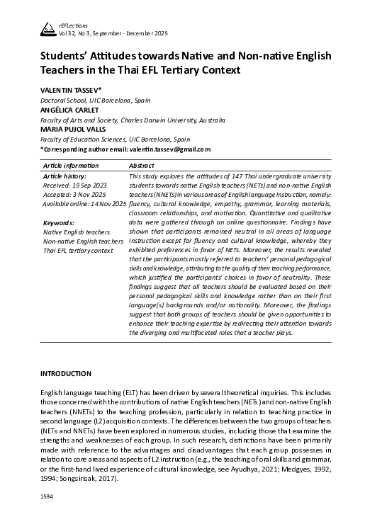 (PDF) Students' Attitudes towards Native and Non-native English ...
