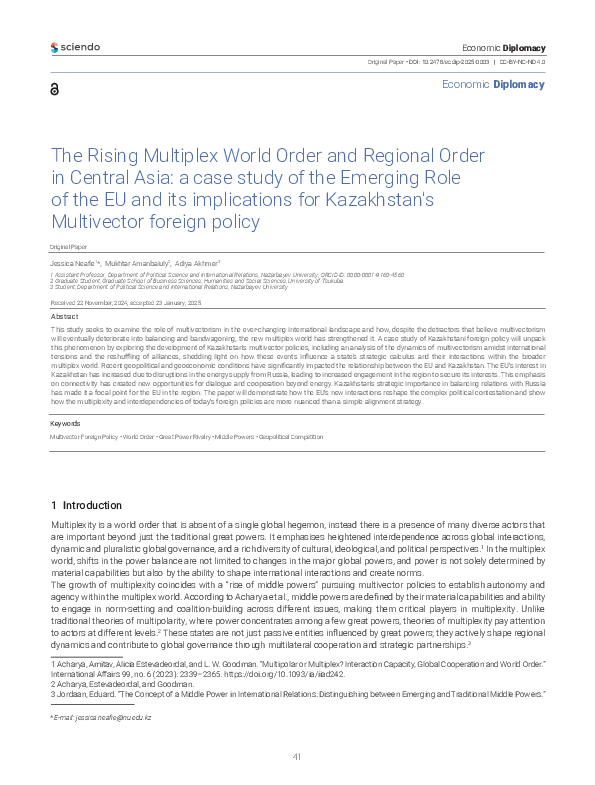 (PDF) The Rising Multiplex World Order and Regional Order in Central ...