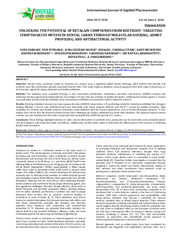 (PDF) UNLOCKING THE POTENTIAL OF BETALAIN COMPOUNDS FROM BEETROOT ...
