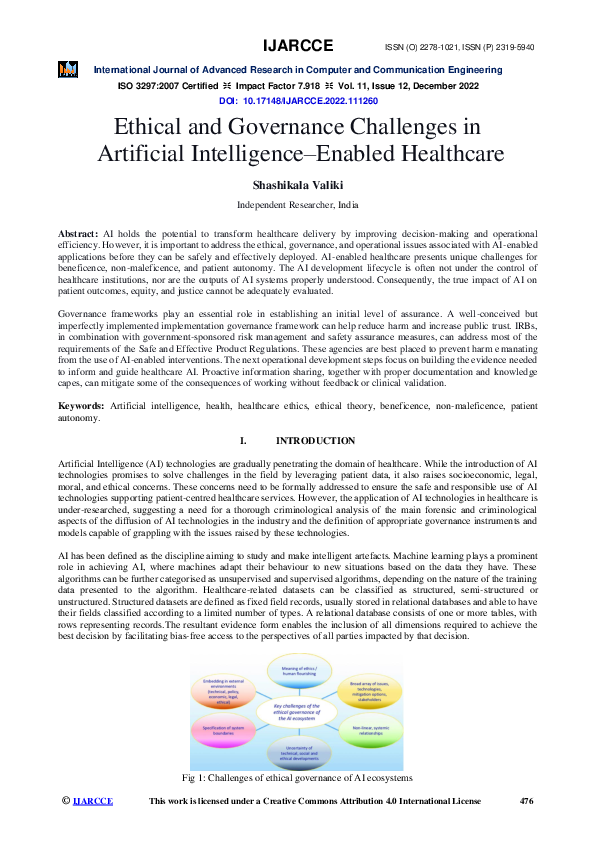 (PDF) Ethical and Governance Challenges in Artificial Intelligence ...
