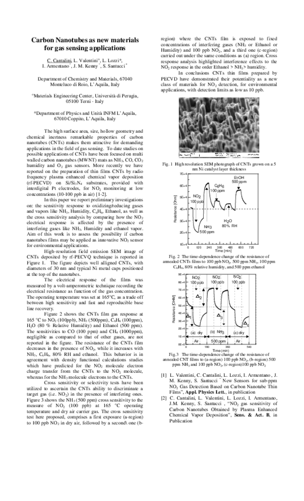 (PDF) Carbon nanotubes as new materials for gas sensing applications
