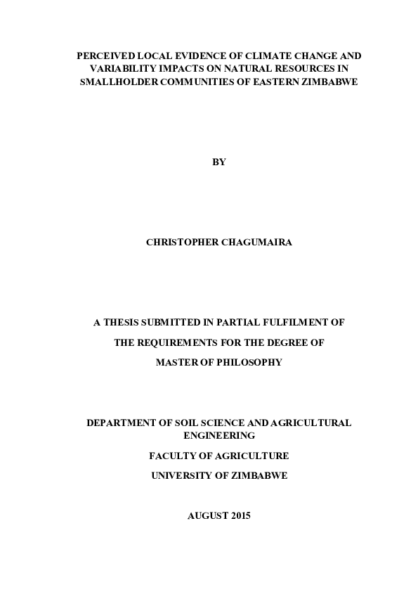 (PDF) Perceived local evidence of climate change and variability ...