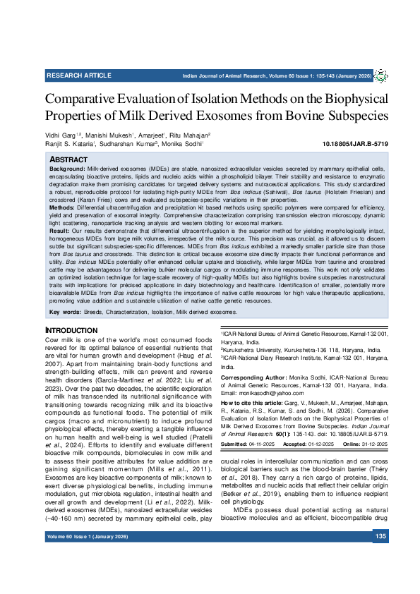 (PDF) Comparative Evaluation of Isolation Methods on the Biophysical ...