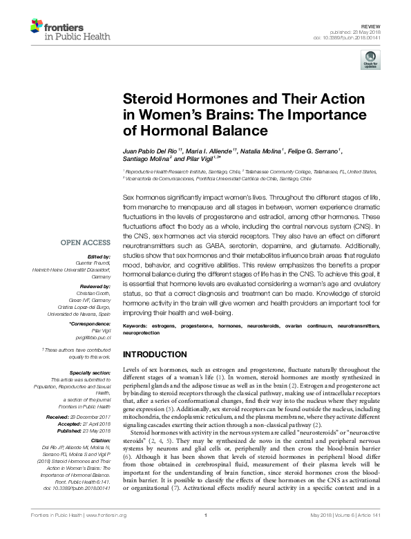 (PDF) Steroid Hormones and Their Action in Women's Brains: The ...