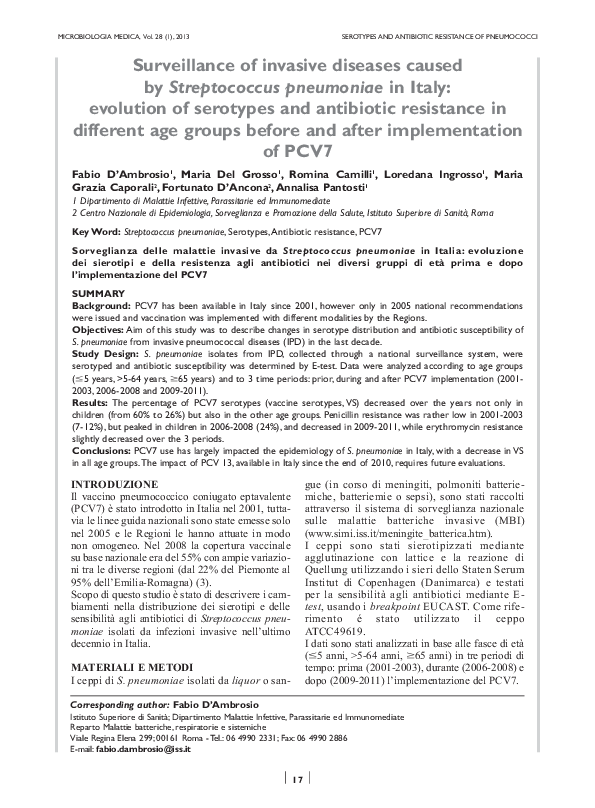 (PDF) Surveillance of invasive diseases caused by Streptococcus ...