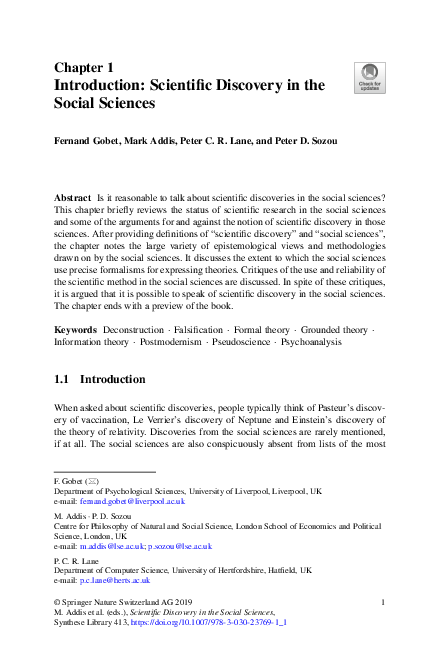 (PDF) Introduction: Scientific Discovery in the Social Sciences