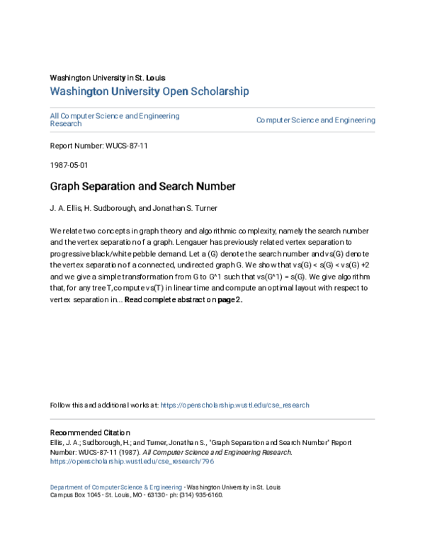 (PDF) Graph Separation and Search Number
