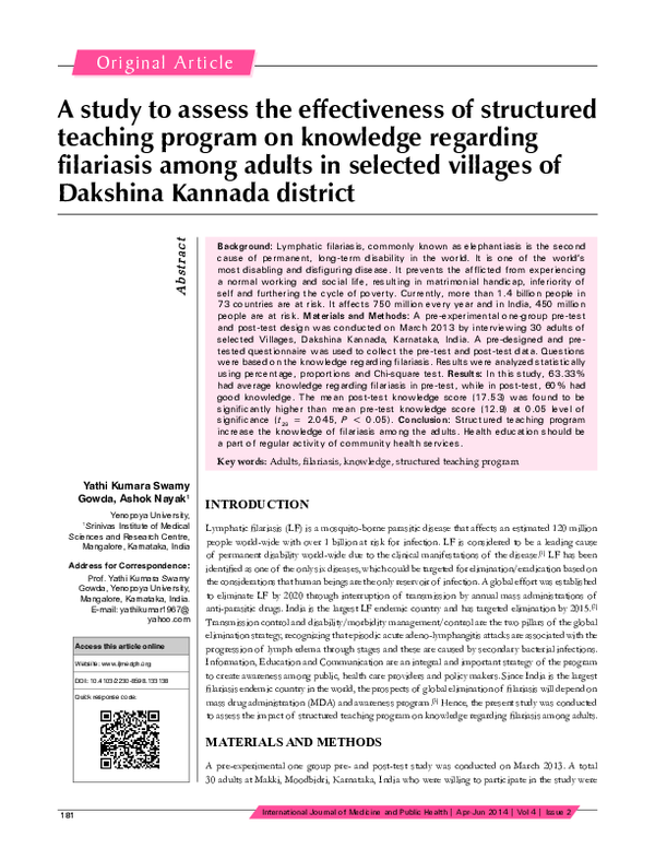 (PDF) A study to assess the effectiveness of structured teaching ...