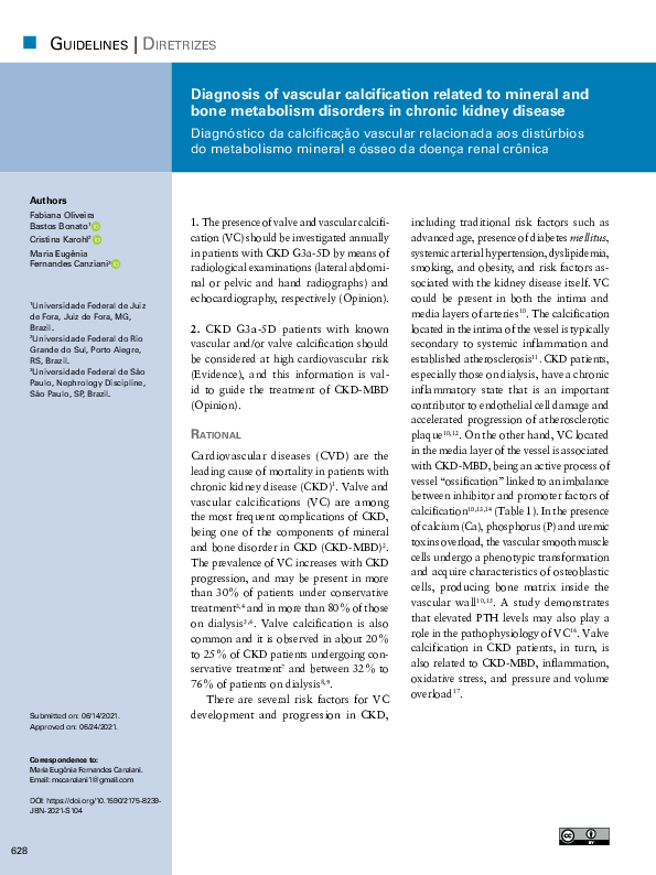 (PDF) Diagnosis of vascular calcification related to mineral and bone ...