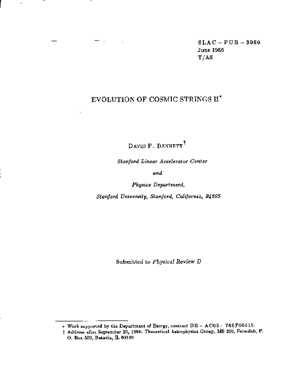 (PDF) Evolution of cosmic strings