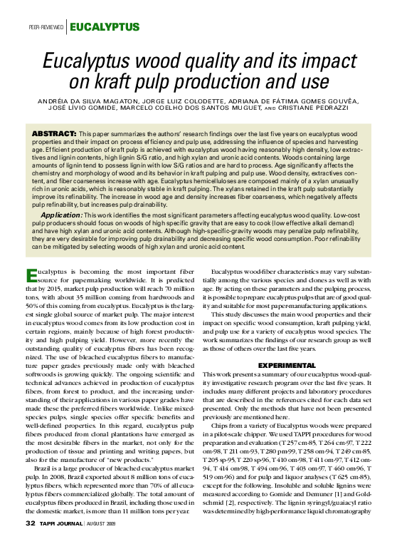 (PDF) Eucalyptus wood quality and its impact on kraft pulp production ...