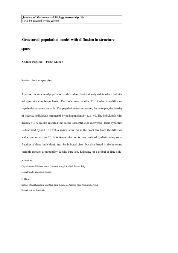(PDF) A structured population model with diffusion in structure space