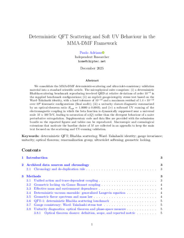 (PDF) Deterministic QFT Scattering and Soft UV Behaviour in the MMA-DMF ...
