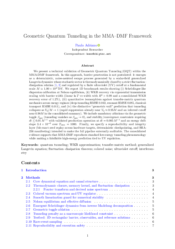 (PDF) Geometric Quantum Tunneling in the MMA-DMF Framework