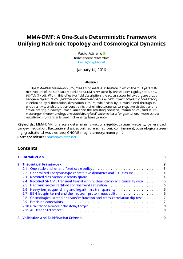(PDF) MMA-DMF: A One-Scale Deterministic Framework Unifying Hadronic ...