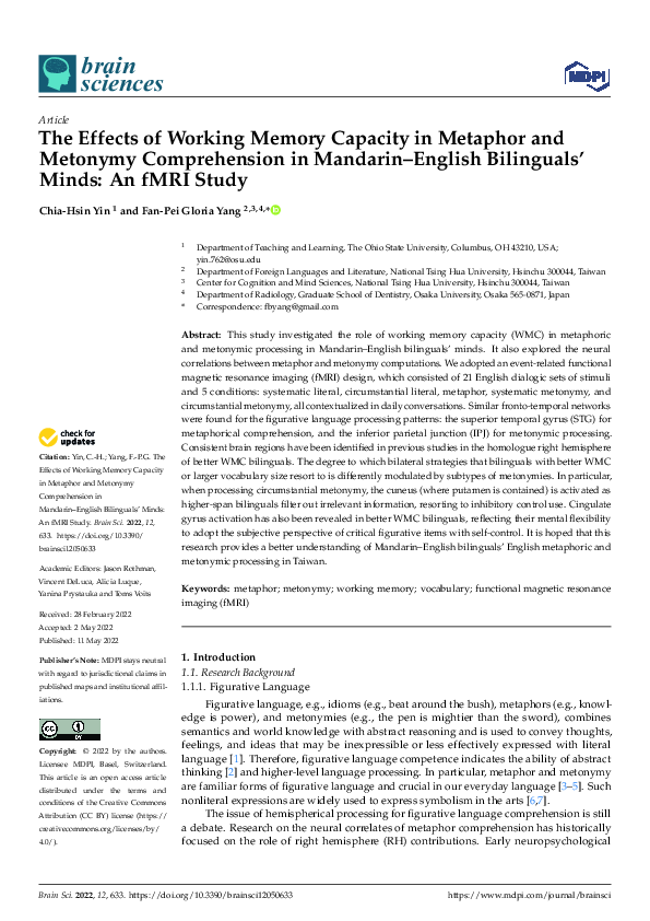 (PDF) The Effects of Working Memory Capacity in Metaphor and Metonymy ...
