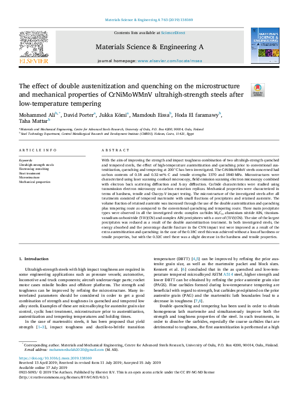 (PDF) Effect of Tempering Temperature on Microstructure and Mechanical ...