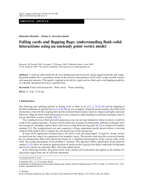 (PDF) Falling cards and flapping flags: understanding fluid–solid ...