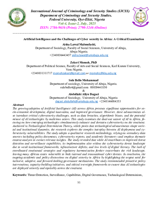 (PDF) Artificial Intelligence and the Challenges of Cyber security in ...