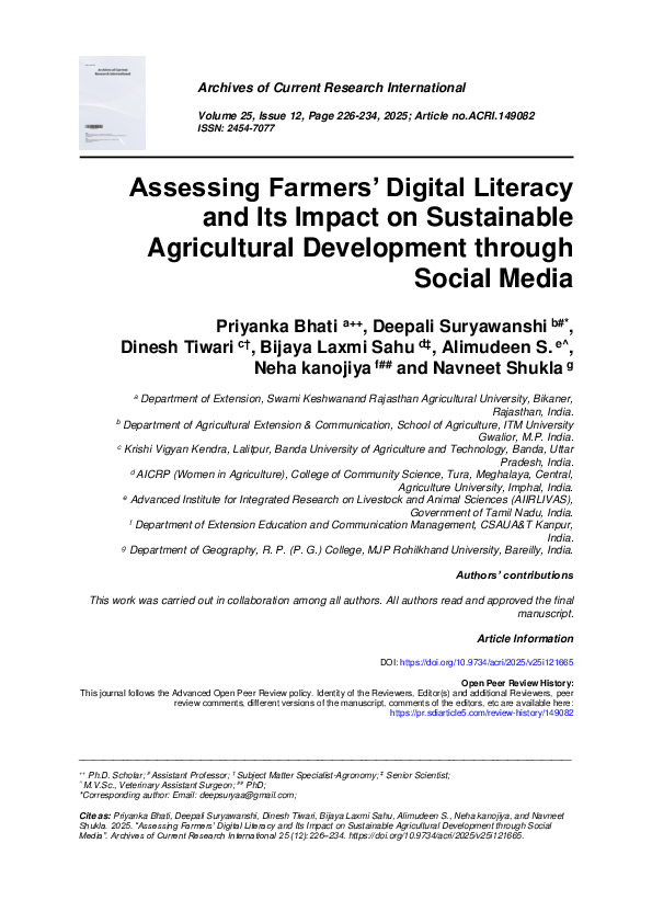 (PDF) Assessing Farmers' Digital Literacy and Its Impact on Sustainable ...