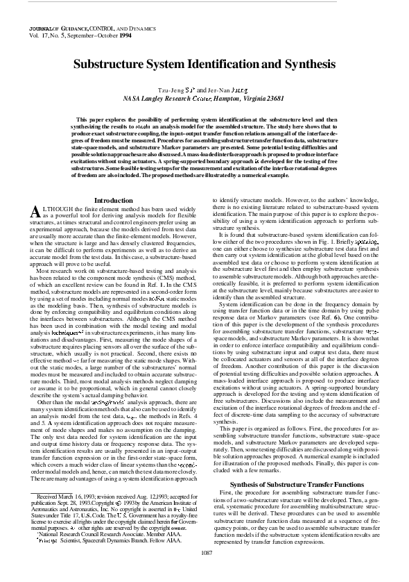 (PDF) Substructure system identification and synthesis