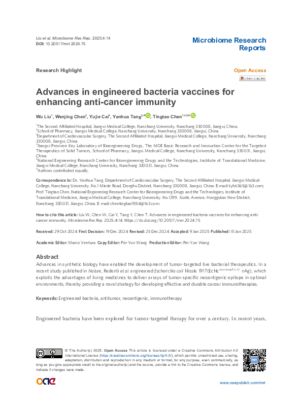(PDF) Advances in engineered bacteria vaccines for enhancing anti ...