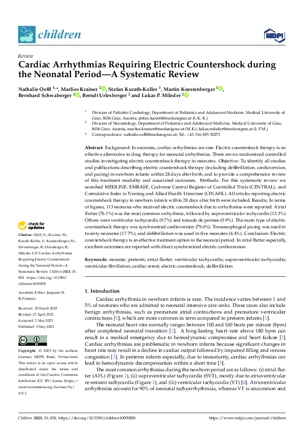 (PDF) Cardiac Arrhythmias Requiring Electric Countershock during the ...