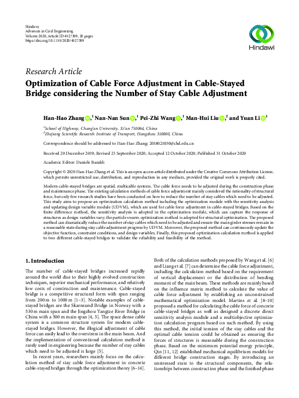 (PDF) Optimization of Cable Force Adjustment in Cable-Stayed Bridge ...