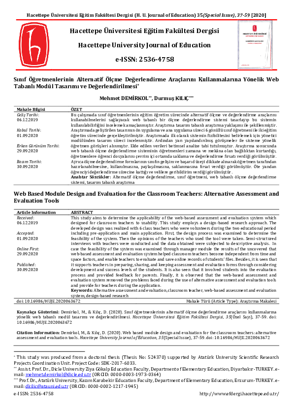 (PDF) Web Based Module Design and Evaluation for the Classroom Teachers ...