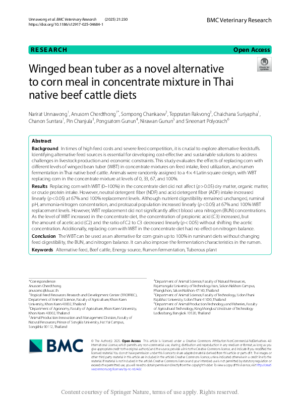 (PDF) Winged bean tuber as a novel alternative to corn meal in ...