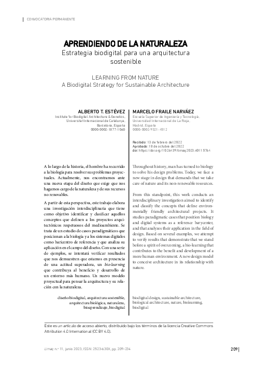 (PDF) Aprendiendo de la naturaleza. Estrategia biodigital para una ...