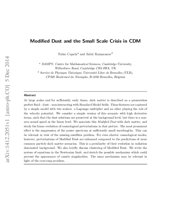 (PDF) Modified dust and the small scale crisis in CDM