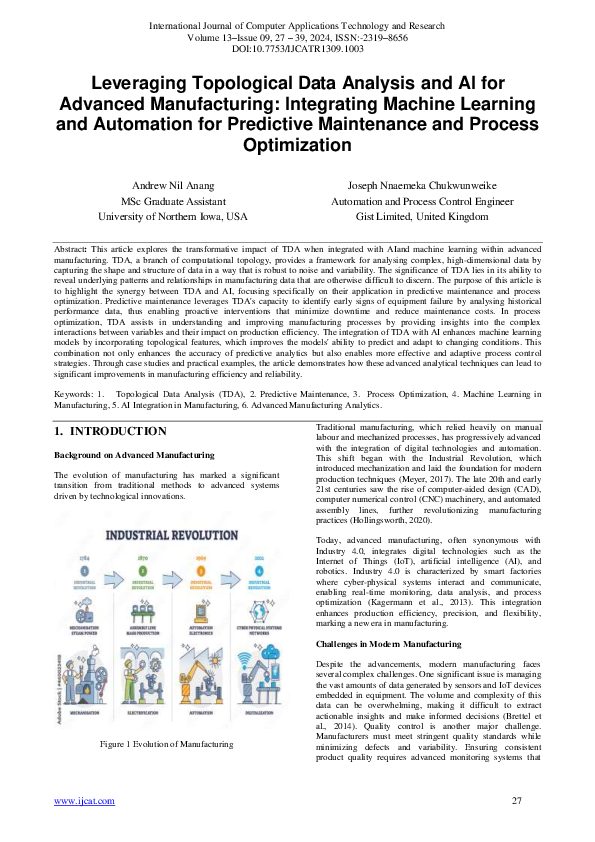 (PDF) Leveraging Topological Data Analysis and AI for Advanced ...