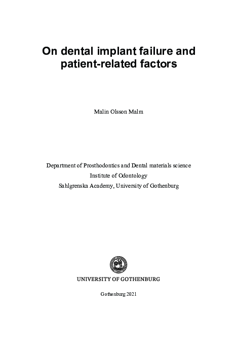 (PDF) Patient factors related to early implant failures in the ...