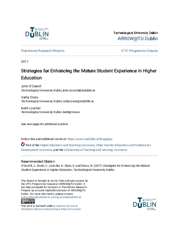 (PDF) Strategies for Enhancing the Mature Student Experience in Higher ...