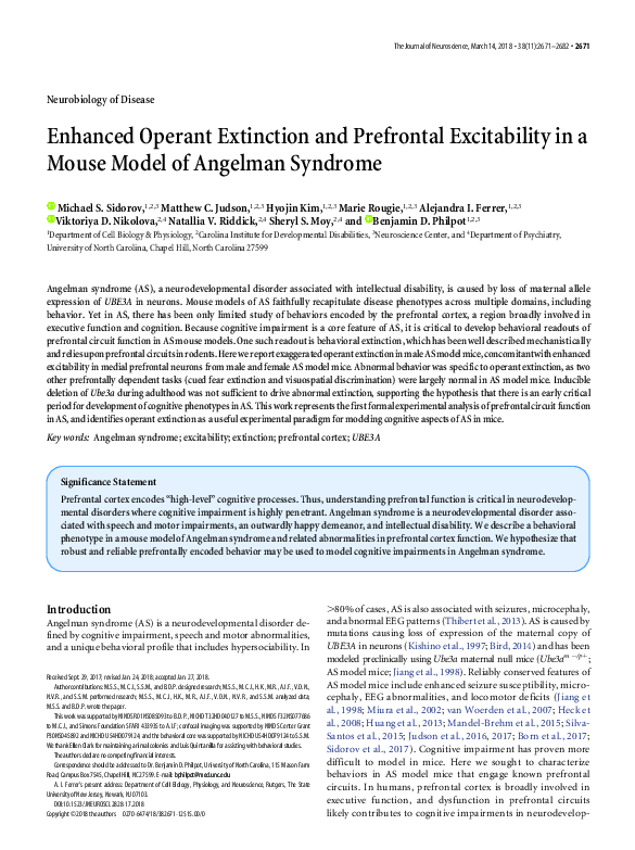 (PDF) Enhanced Operant Extinction and Prefrontal Excitability in a ...