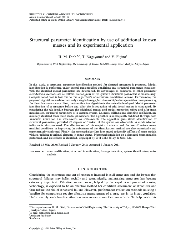 (PDF) Structural parameter identification by use of additional known ...