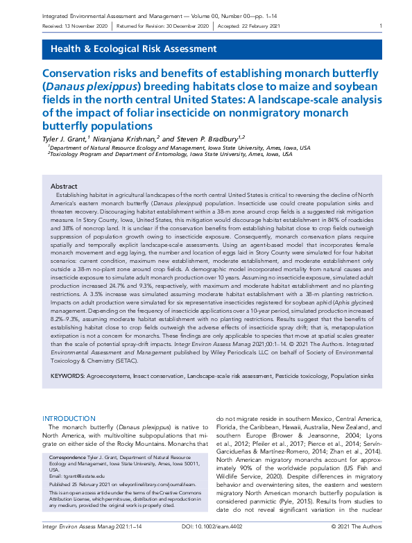 (PDF) Conservation risks and benefits of establishing monarch butterfly ...