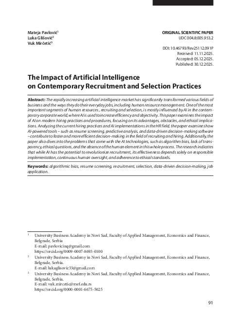 (PDF) The Impact of Artificial Intelligence on Contemporary Recruitment ...