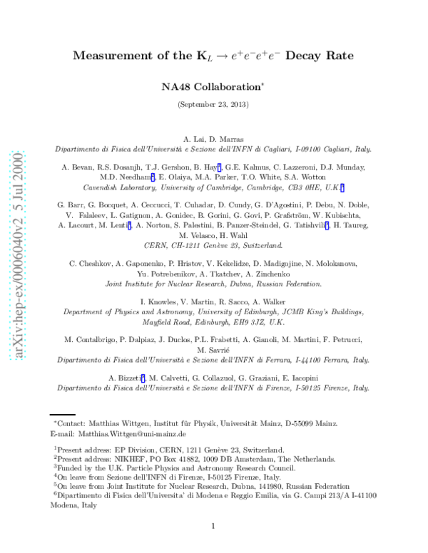 (PDF) Measurement of the KL→e+e−e+e− decay rate