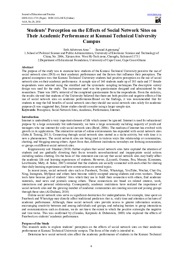 (PDF) Students’ Perception on the Effects of Social Network Sites on ...