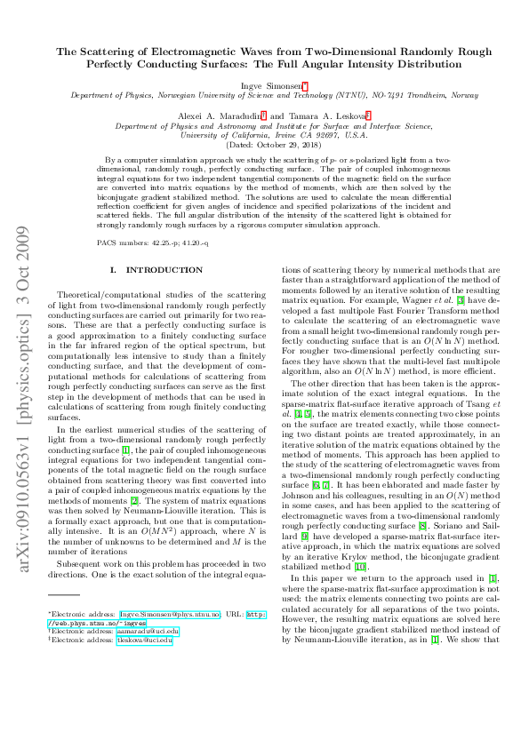 (PDF) Scattering of electromagnetic waves from two-dimensional randomly ...