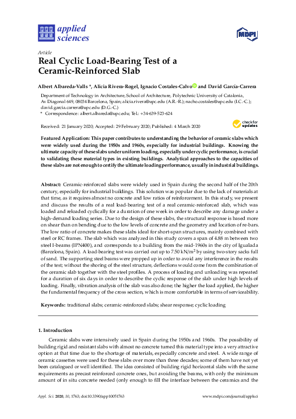 (PDF) Real Cyclic Load-Bearing Test of a Ceramic-Reinforced Slab